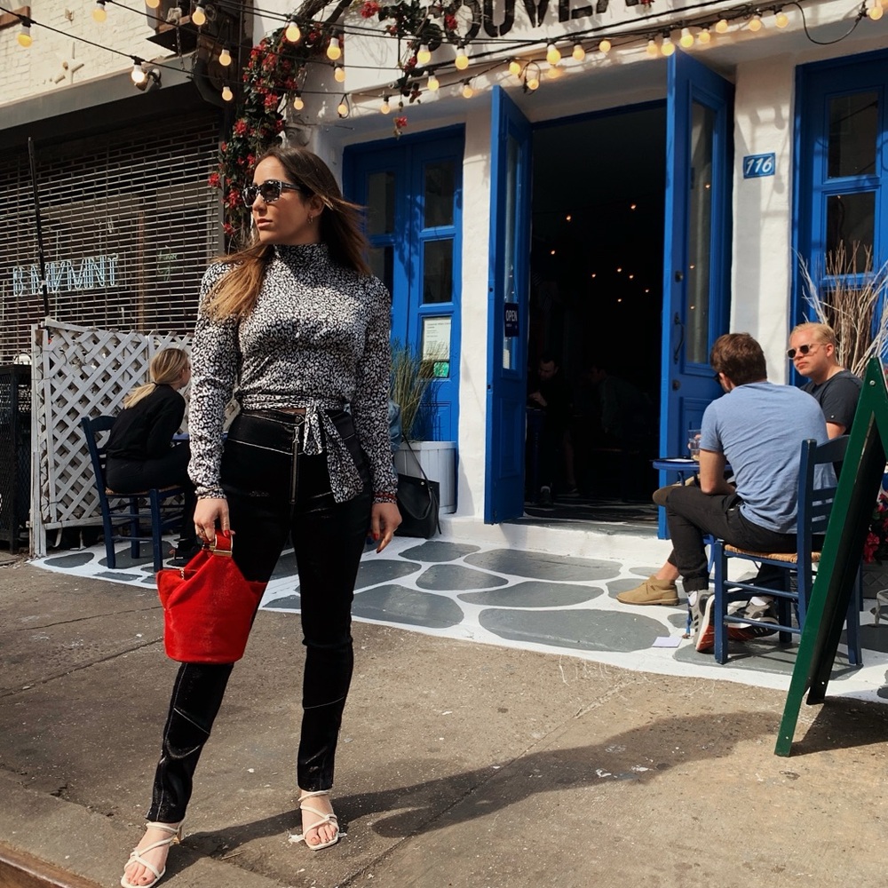 L'Academie Monochrome Animal Print Top